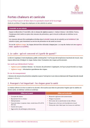 Recommandations canicule_spectacle vivant et tournages